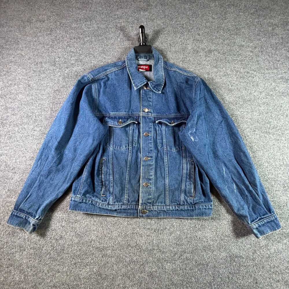 Vintage Wrangler Hero Trucker Jacket Mens L Blue Denim Workwear 624814-WA